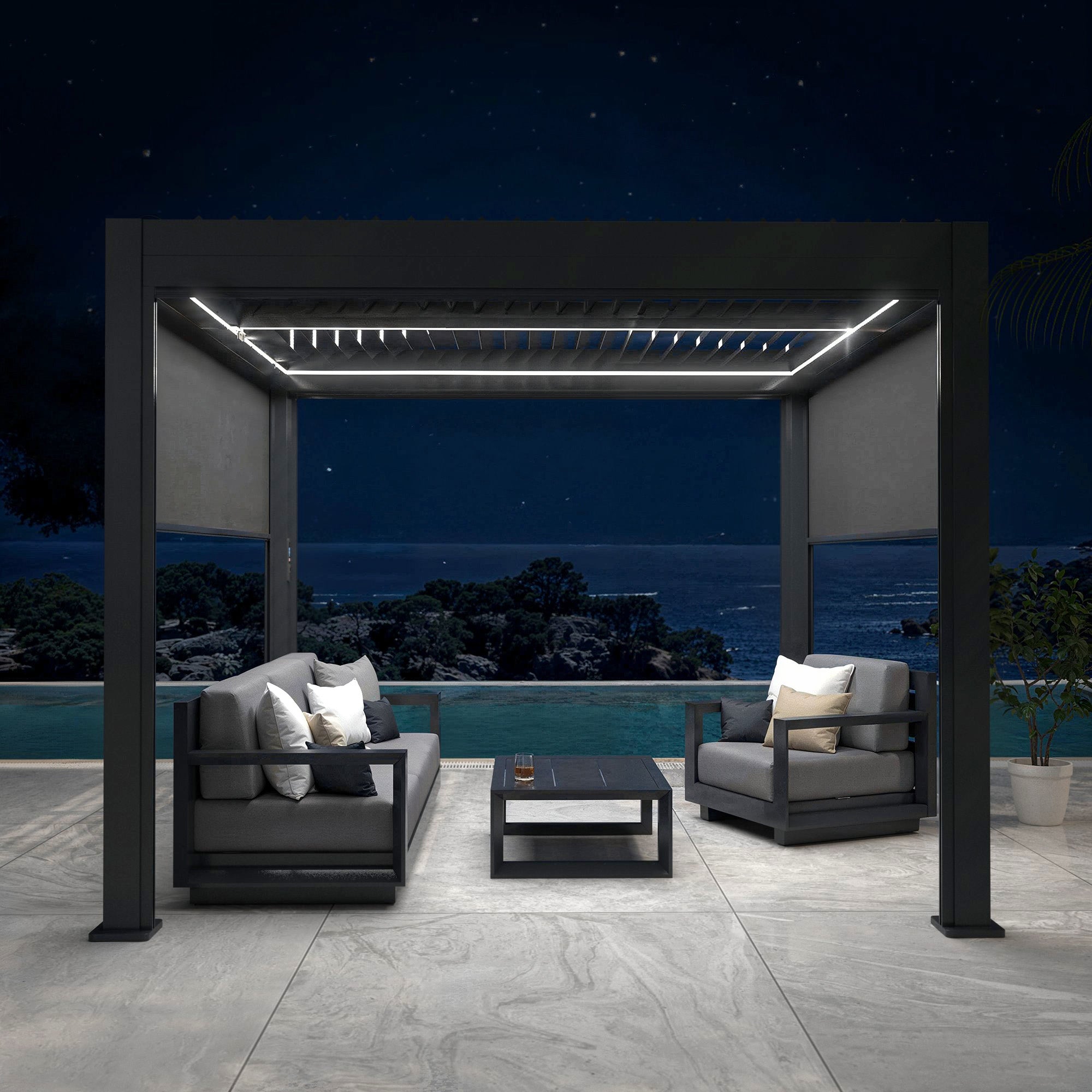 Pergola bioclimatique motorisée avec LED 3x3m