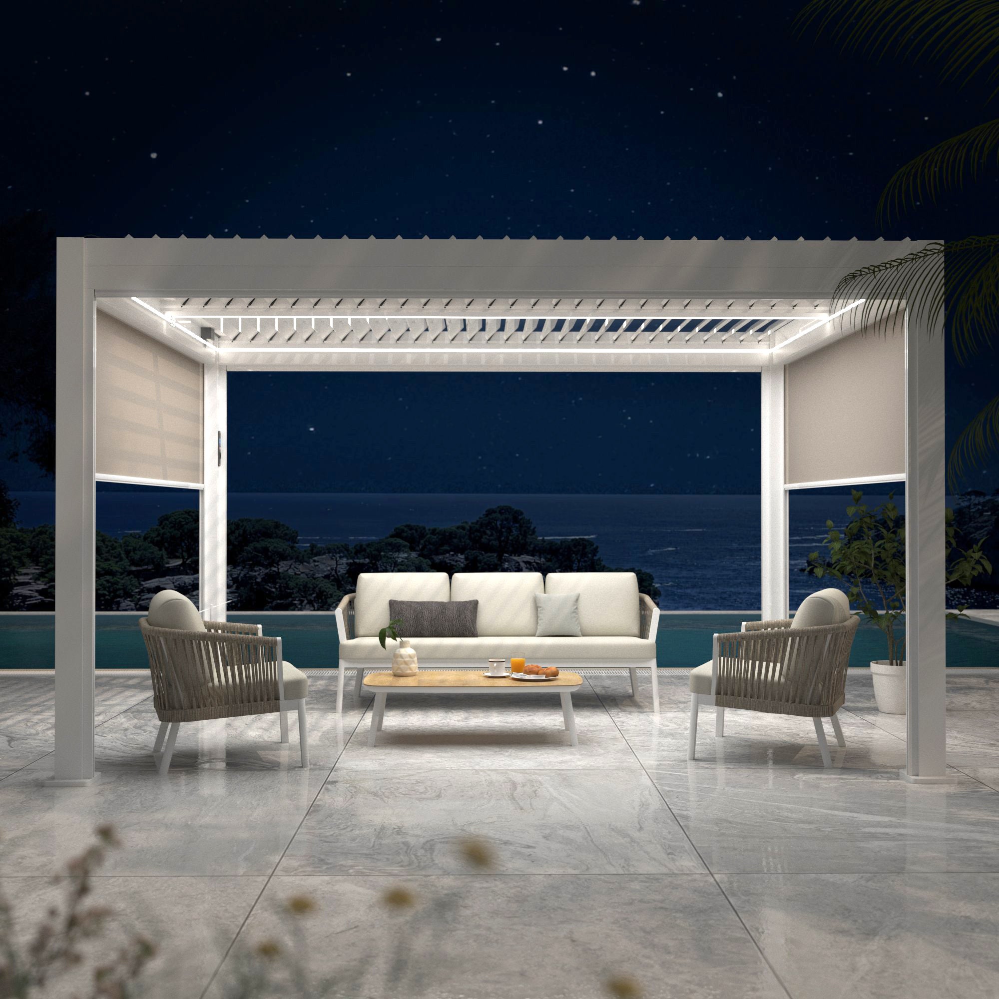 Pergola bioclimatique motorisée avec LED 3x4m