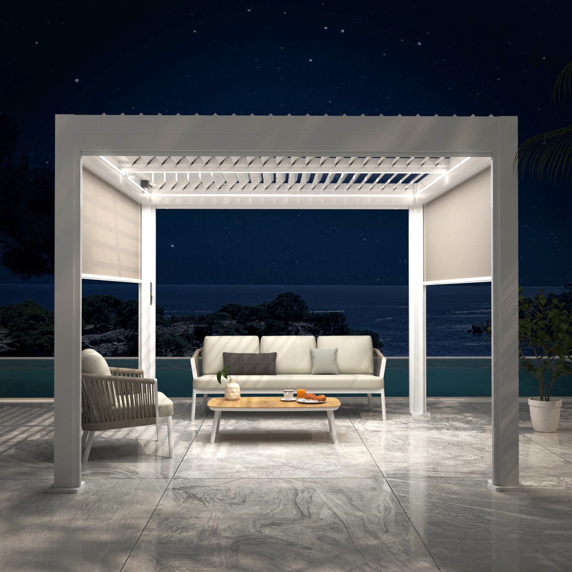 Pergola bioclimatique motorisée avec LED 3x3m