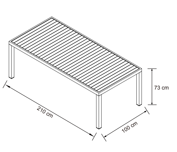 Gartentisch für 8 Personen aus Aluminium Murano (210 x 100 cm)