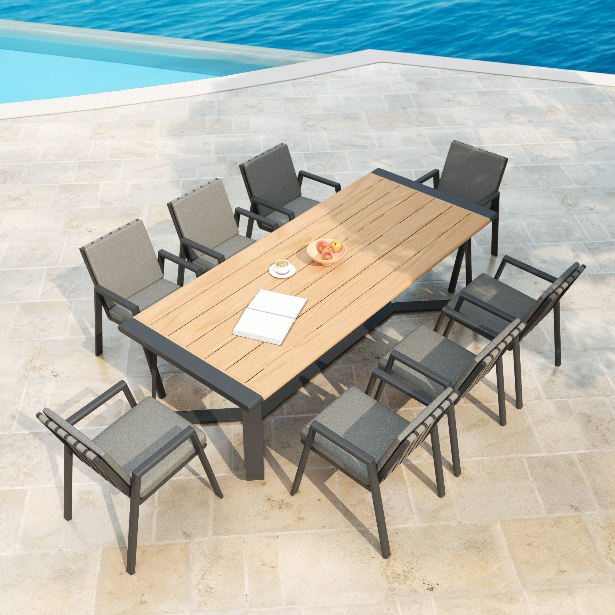 Table de jardin rectangulaire 10 places Long Beach ( 240x100 cm )