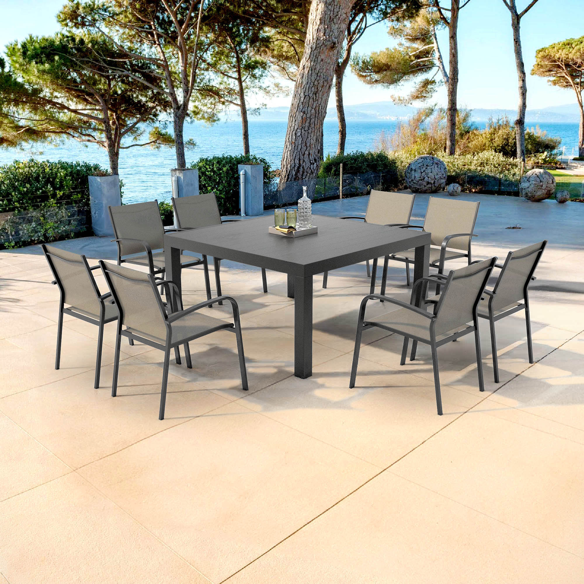 Mesa de jardín Murano de aluminio para 8 personas (136 x 136 cm)