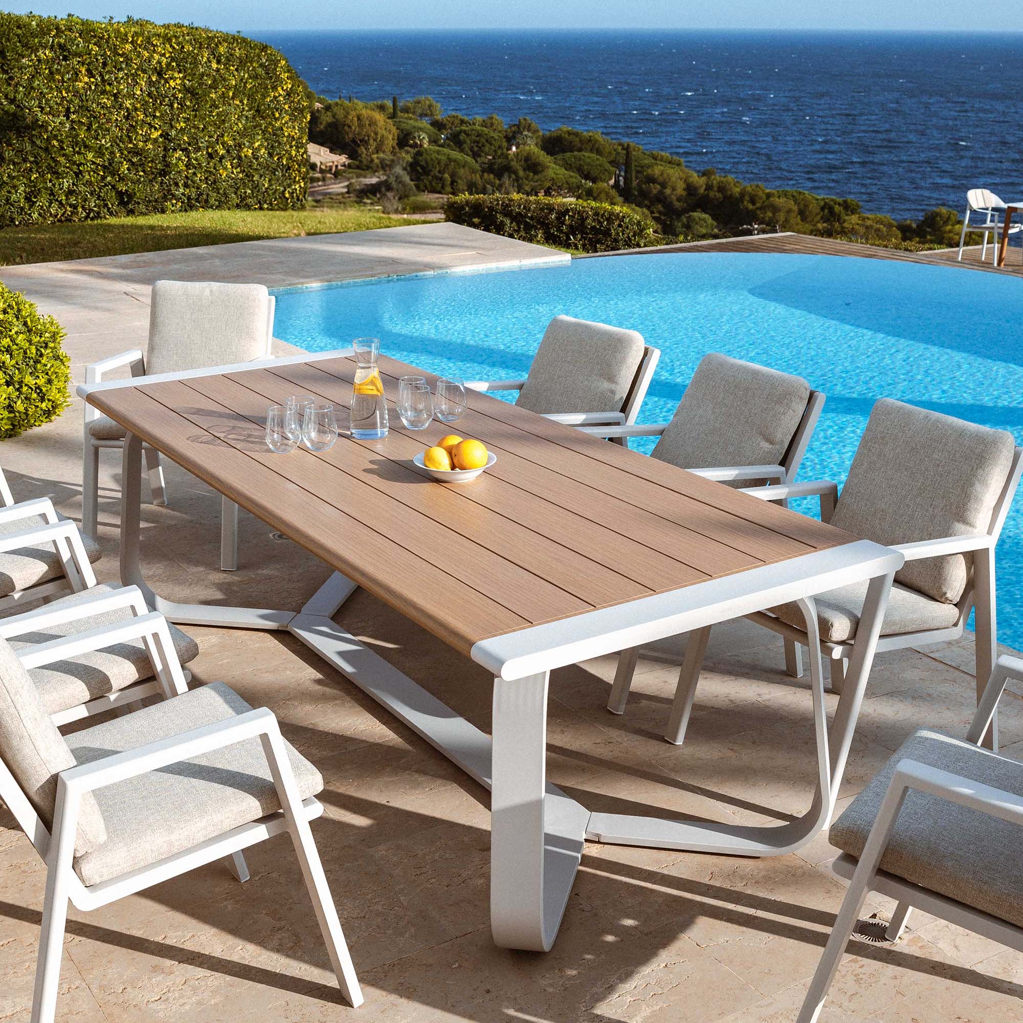 table de jardin Long Beach blanc 240x100