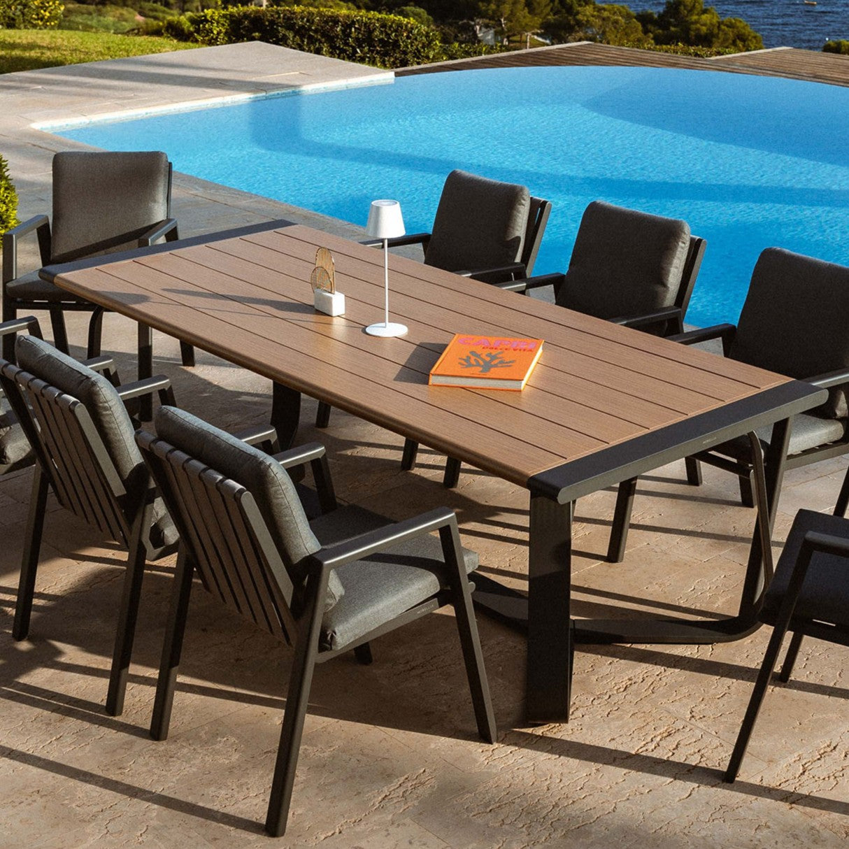 Table de jardin rectangulaire 10 places Long Beach en aluminium 240x100 cm