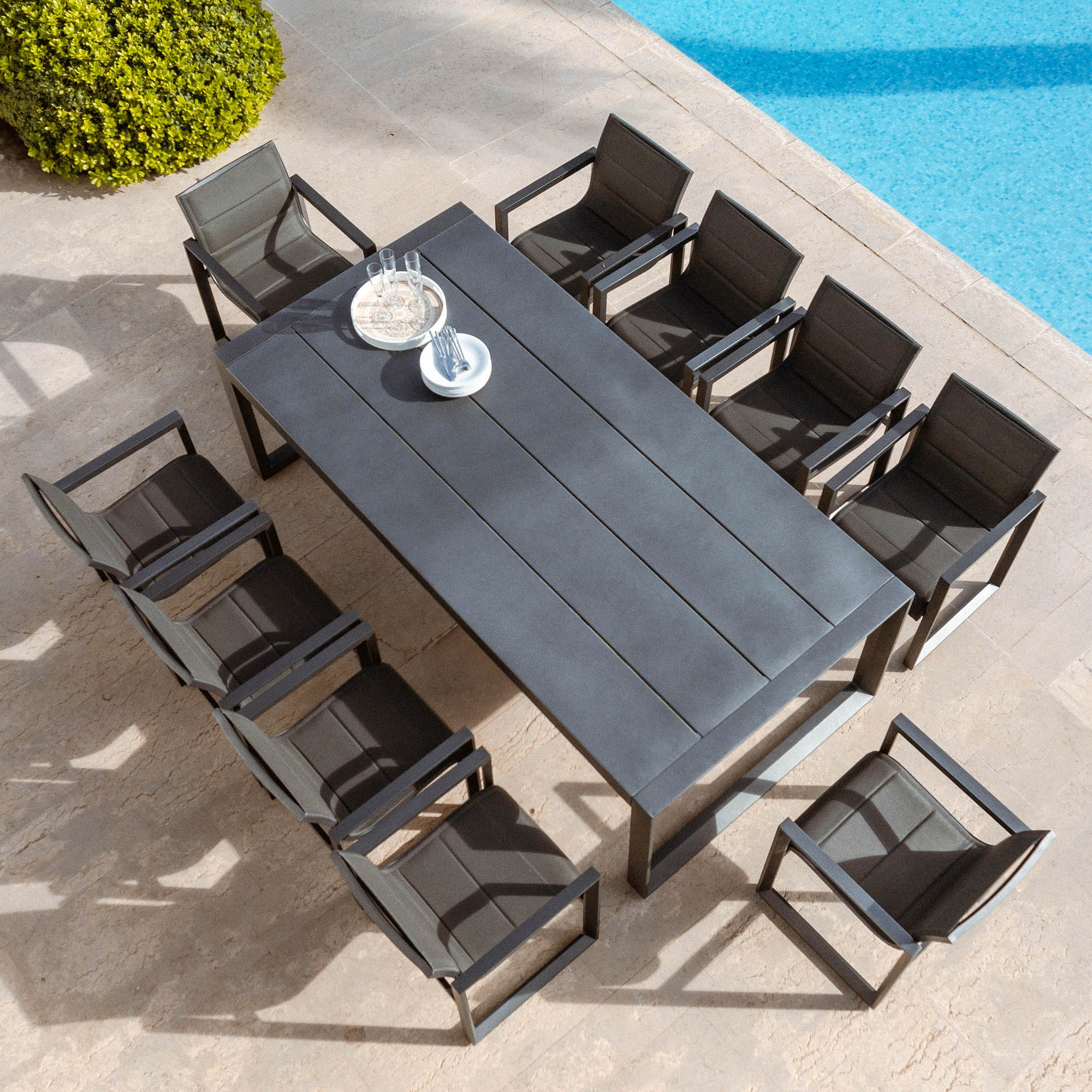 Rechteckiger Gartentisch für 10 Personen Elba aus Aluminium 240x118 cm