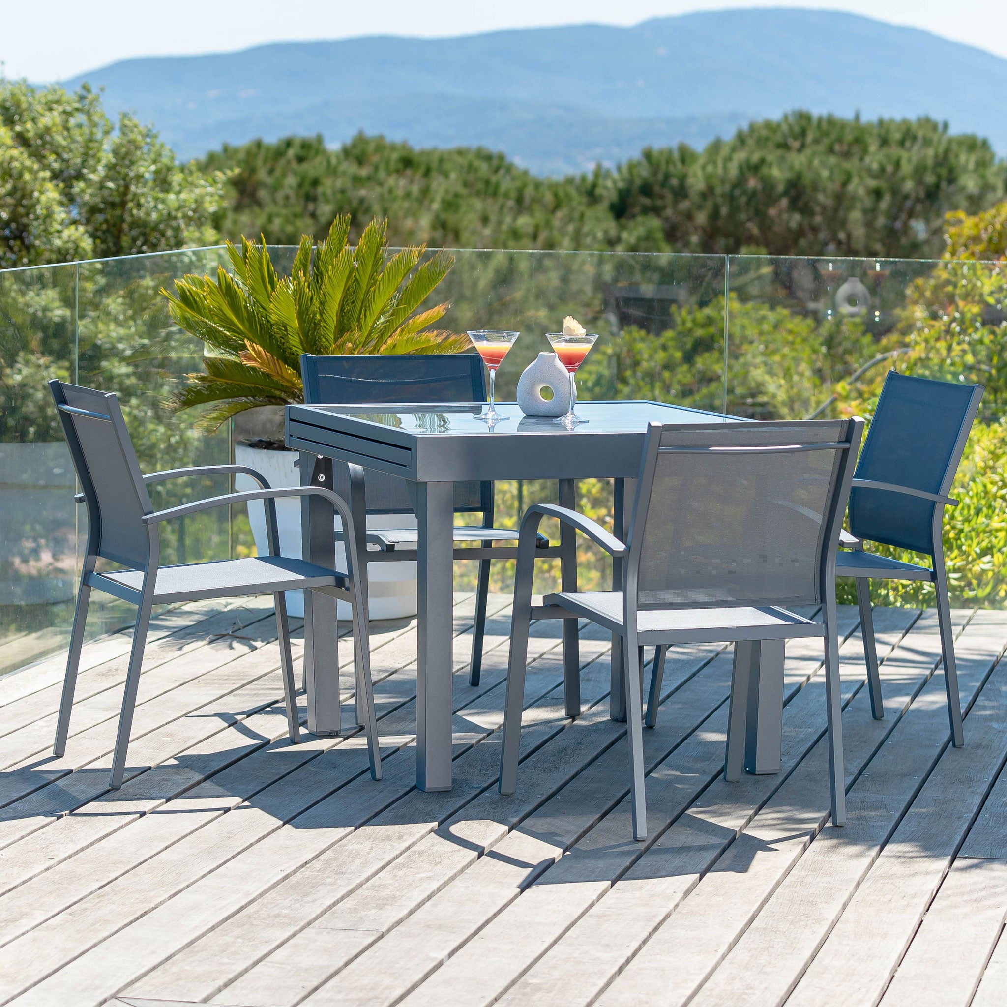 Table de jardin extensible rectangulaire en aluminium (90-180x90